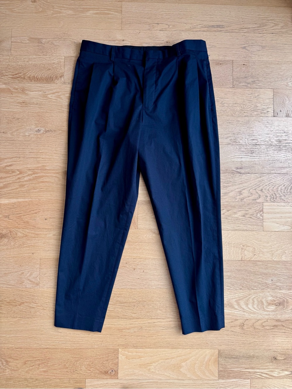 COS Men's Navy Dress Pants - Classic Pleated Trousers